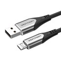 Kabel USB 2.0 A do Micro-B 3A 0,25m Vention COAHC szary
