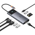 Adapter Hub 10w1 Baseus 2x HDMI, USB-C, 3xUSB-A+RJ45+SD/TF, PD (szary)