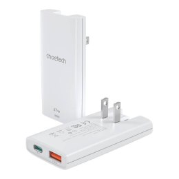 Mini ładowarka sieciowa podróżna Choetech PD6011 PD65W GaN slim USB-A+C (biała)
