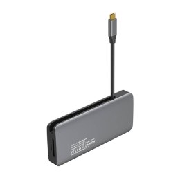 Adapter Hub 10w1 MOKiN USB-C do 3x USB 3.0 + USB-C charging + HDMI + 3.5mm audio + VGA + 2x RJ45 + Micro SD Reader (srebrny)