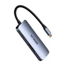 Adapter Hub 7w1 MOKiN USB-C do 3x USB3.0 + SD/TF + HDMI + PD (srebrny)