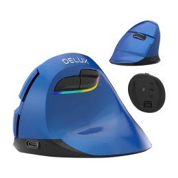 Bezprzewodowa mysz pionowa Delux M618Mini BT/2.4G 4000DPI RGB (niebieska)