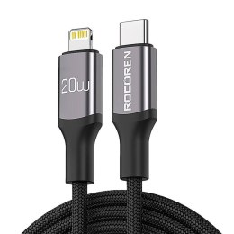 Kabel szybko ładujący Rocoren USB-C do Lightning Retro Series 1m (szary)