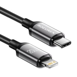 Kabel szybko ładujący Rocoren USB-C do Lightning Retro Series 1m (szary)