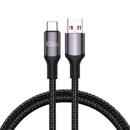 Kabel szybko ładujący Rocoren USB do USB-C Retro Series 100W, 1m (szary)