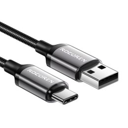 Kabel szybko ładujący Rocoren USB do USB-C Retro Series 3A, 2m (szary)